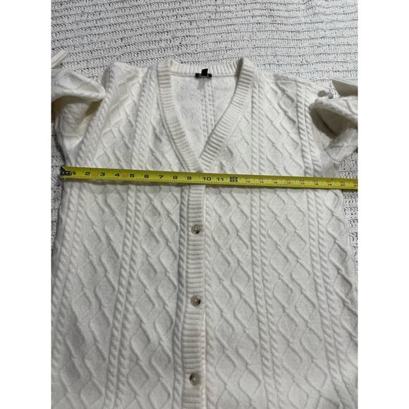 Talbots Cardigan Button Up Sweater Womens Medium Wool Alpaca Luxurious Ivory - Picture 4 of 8